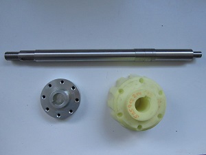 SYKO Hřídel rozmetadla + příruba (8 děr) + rozstřikovač